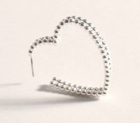 Mini Ball Heart Hoops Silver