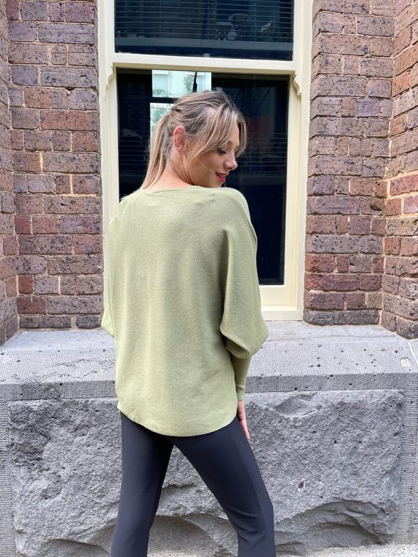 Clara V-Neck Jumper Olive