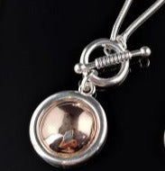 Two Tone Round pendant Necklace Silver