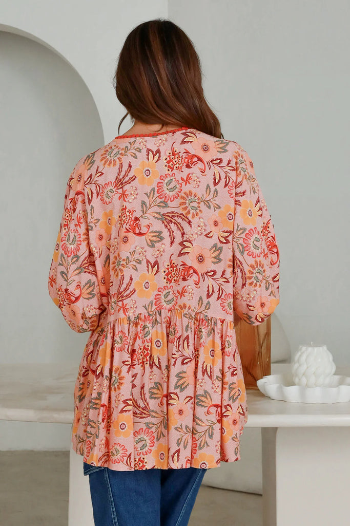 Ada Boho Top Peach Print