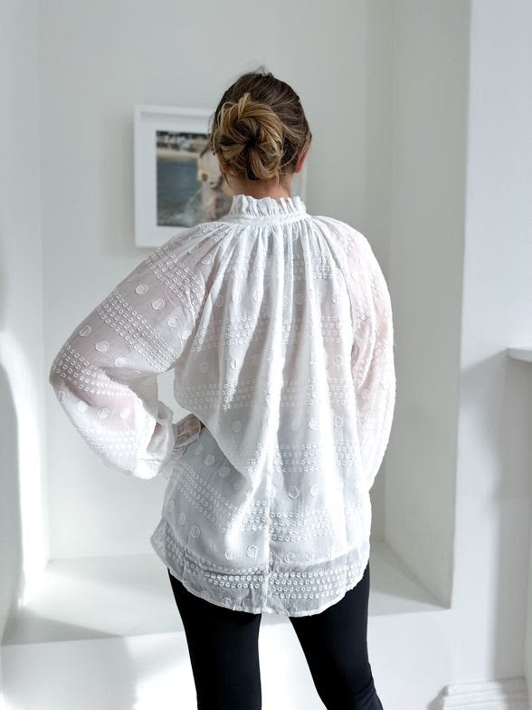 Textured Chiffon Blouse White