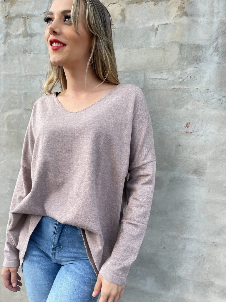 V-Neck jumper Beige