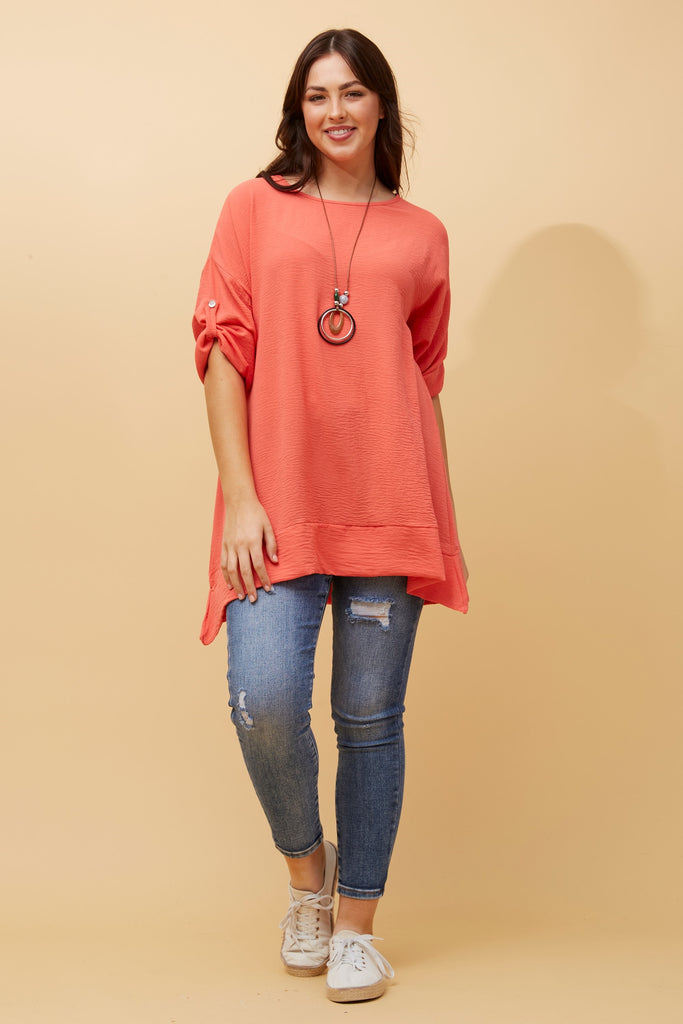 Moda Tunic Top Coral