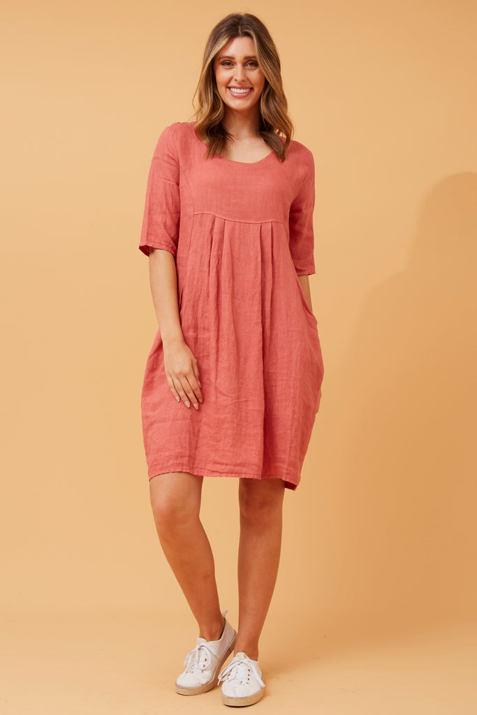 Kya Linen Dress Rosa