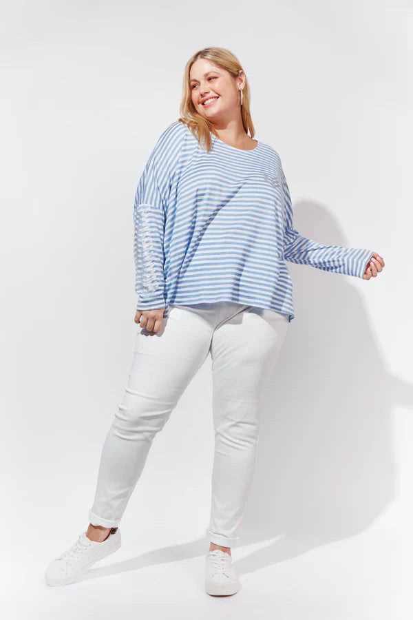 Pila Top Stripe Pale Blue