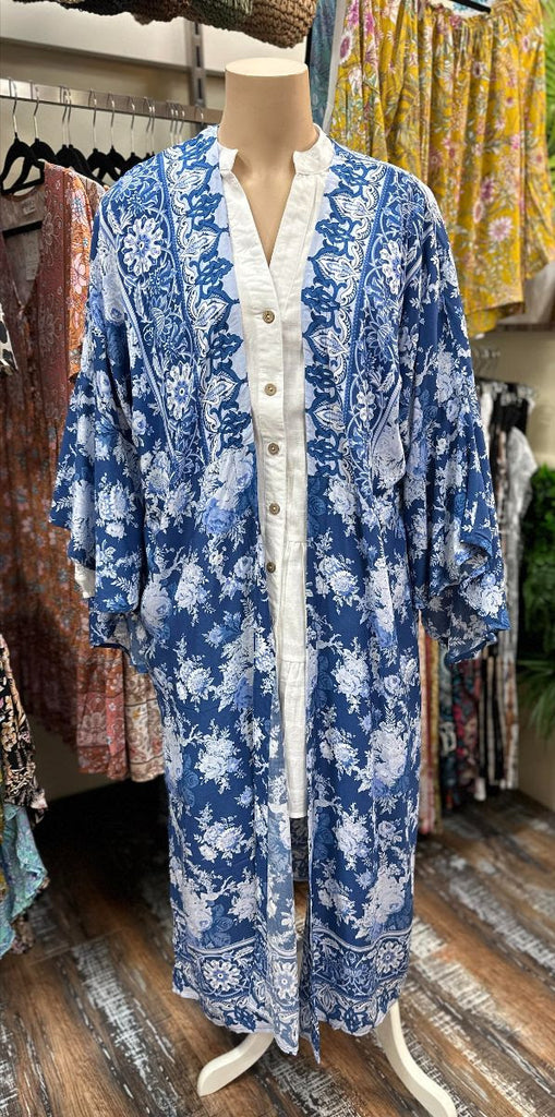 Boho Kimono Blue and White