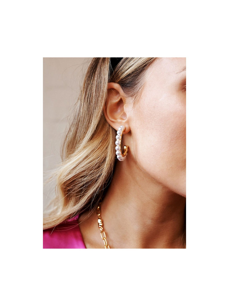 Chunky Pearl Hoop Earrings