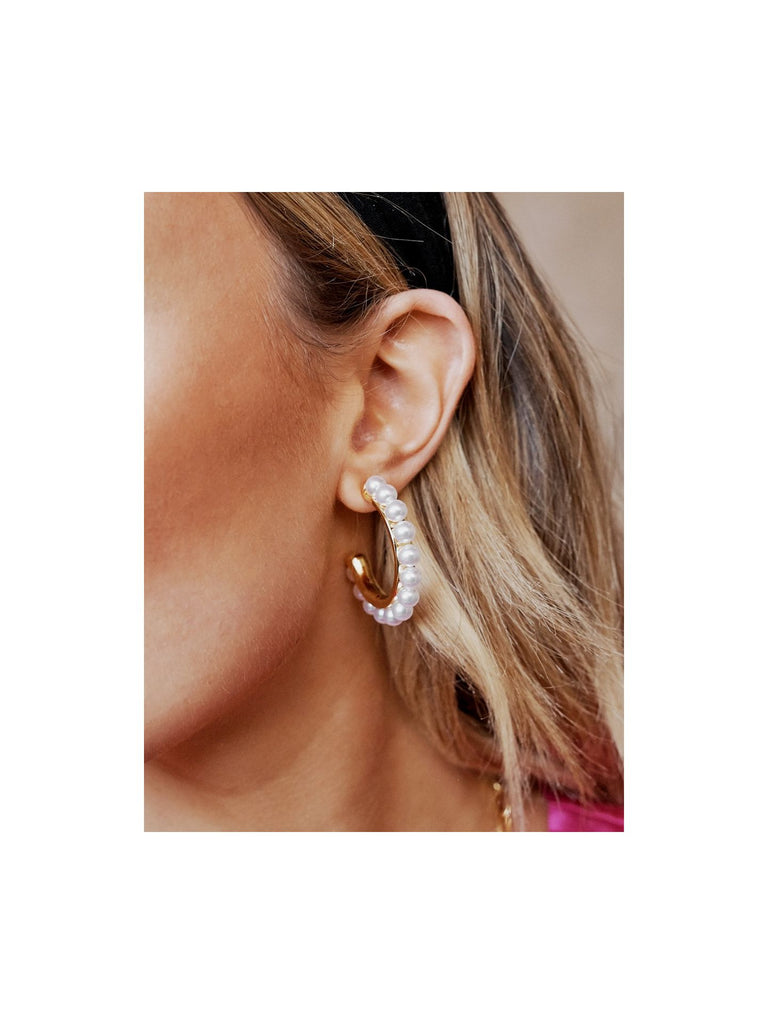 Chunky Pearl Hoop Earrings